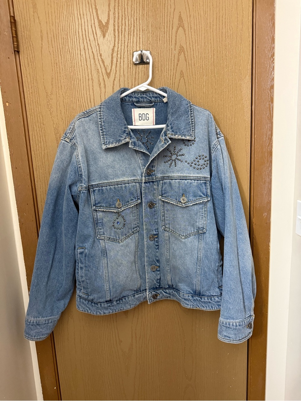 BDG Light Blue Denim Jacket with Stud Embellishments